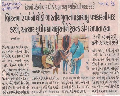 blind man to get guide horse in UK